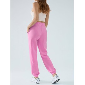 DITOK Baggy Sweatpants for Women High Waisted Soft Fleece Lining Sweatpants with Pockets Y2K Joggers Lounge Campus Outfits, Rose Pink