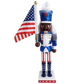 Nutcracker Ballet Gifts, Christmas Nutcracker, Wooden Figure Decoration with Festive Uniform for Holiday Home Decor, Ideal Xmas Ornaments, 12 Inch, African American Patriotic Soldier