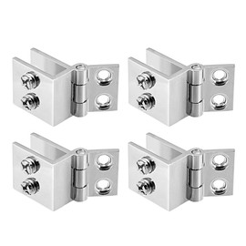 uxcell Glass Door Hinge - 0 Degree Cupboard Showcase Cabinet Door Hinge Glass Clamp, Polished Pure Copper, for 5-8mm Glass Thickness 4Pcs