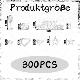 Ovanda Silver Wedding Decoration Confetti Silver Confetti for 25 Years Silver Wedding, Anniversary, Happy Anniversary 25 Confetti, Silver Wedding Decoration 25, Perfect Silver Party Decoration