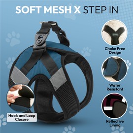 Gooby Soft Mesh X Step in Dog Harness - Blue, X-Large