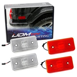 iJDMTOY Clear/Red Lens Amber/Red Full LED Side Marker Light Kit Compatible With 2002-14 Mercedes W463 G-Class G500 G550 G55 G63 AMG, Replace Front/Back OEM Sidemarker Lamps
