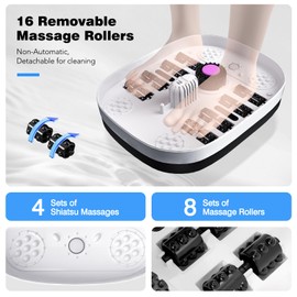 Collapsible Foot Spa Bath with Heat, Remote Control, Temperature Control, Bubbles, Pumice Stone, Red Light, Timer, 16 Massage Roller Pedicure Foot Spa Tub Foot Soaker for Soothe & Relax Tired Feet