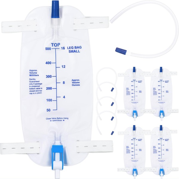 JORVONR 5 Pack 500ml Leg Bag Urinary Drainage Bag with