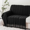 Battilo Black Throw Blanket with Fringe, Bed Throws for Home