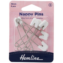 Hemline Hangsell Safety Pins Nappy Safety Pins, White