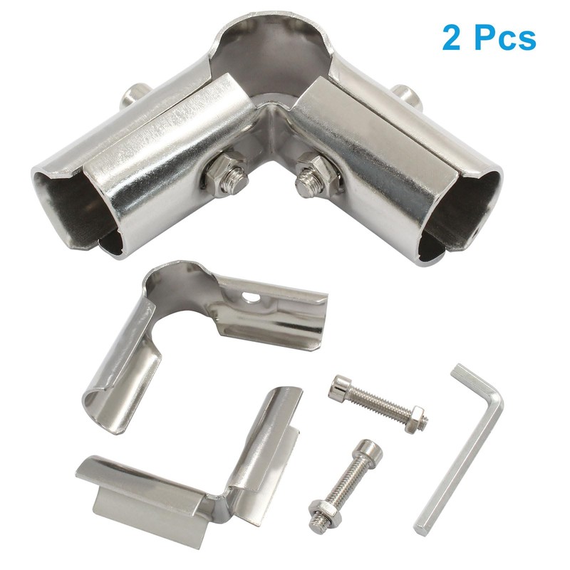 2 Sets of 90 Degree Pipe Clamp, Stainless Steel Pipe