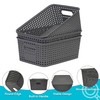 3 Pack Plastic Storage Baskets with Handles,Stackable Organizer Bins for