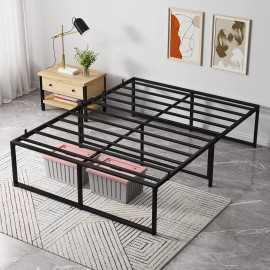 Queen Size Bed Frame Metal Platform for Bedroom Heavy Duty Steel Slat Support