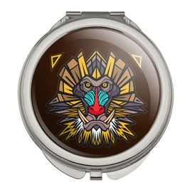 Mandrill Baboon Face Monkey Primate Compact Travel Purse Handbag Makeup Mirror