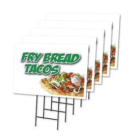 Fry Bread Tacos 5 Pack of 18" x 24" Yard Sign & Stake | Advertise Your Business | Stake Included Image On Both Sides | Made in The USA