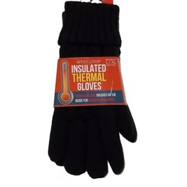 West Loop Women's Insulated Thermal Gloves, Black, Size L/XL