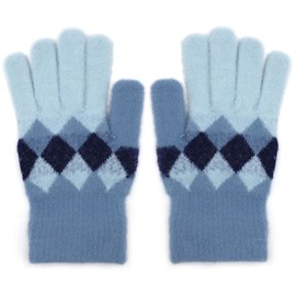 CHEERYMAGIC Women Winter Knitted Gloves,Touch Screen Gloves Couple Knitted Thermal Gloves Stretchy Gloves for Indoor Leisure Work Or Outdoor Driving Commuting Shopping A4JBST (Blue)