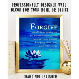 “Forgive Yourself- Learn, Grow & Become”- Creig Crippen Quotes Wall Art - 8 x 10" Modern Art-Zen Print- Ready to Frame. Inspirational Home-Studio-Office Décor. Life Lesson to Honor & Trust Self!