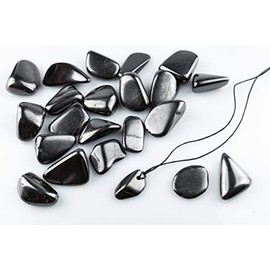 KASHU Gemstone Shungite directly from Karelia: tumbled stones 2-4 cm polished 500g + pendant