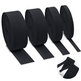 Auckpure 20 Metre Rubber Band Black Width 10mm 20mm 30mm 40mm Rubber Bands Sewing 4 Pieces for Trouser Rubber DIY Craft Fabrics for Sewing - Not Easily Deformable - Elastic Ribbon (Black)