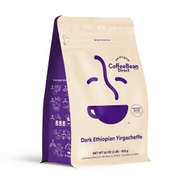 Coffee Bean Direct Dark Ethiopian Yirgacheffe, Whole Bean Coffee, Dark Roast, 1 Pound Bag (Pack of 1)