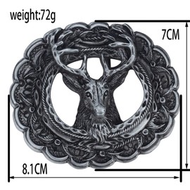 Deer Belt Buckle for Men, Elk Deer Oval Belt Buckle, Norse Viking Deer Head Belt Buckle, Punk Deer Animal Engraved Leaf Belt Buckle, Vintage Western Cowboy Belt Buckle