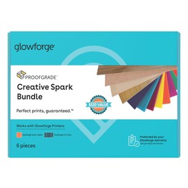 Glowforge Creative Spark Bundle - 6 Sheets - 1 Sheet Each of Laser-Ready 8x12 Red, Green and Black Acrylic, 8x12 Plywood, and 6x12 Ash and Poplar Hardwood for Cutting and Engraving Projects