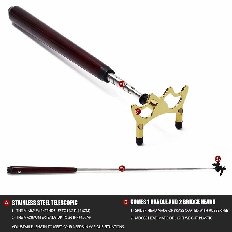 Collapsar Retractable Billiards Pool Cue Stick Bridge with Removable Metal