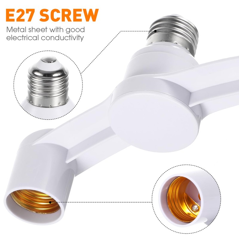 TOVINANNA E27 Light Socket Splitter Dual Heads Lamp Holder Adapter