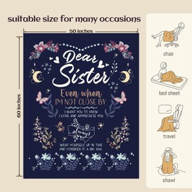 BeneCharm Sister Gifts Blanket, Sisters Gifts from Sister on Mother's Day, Blanket Present for Sisters on Valentine's Day, Happy Birthday Sister, to My Sister Gift Throw Blanket 60'' x 50''