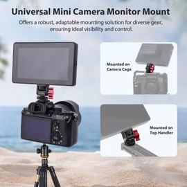 Mechrig Mini Camera Monitor Mount with Cold Shoe, Aluminum Field Monitor Mount with 1/4″ Screw for LED Light Mic Cage, Cold Shoe Adapter 360° Swivel & 180° Tilt Damping (with Knob 63142)