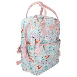 Depesche 12572_A Princess Mimi Wild Forest Backpack in Green and Pink with Forest Animals, Bag with Zip
