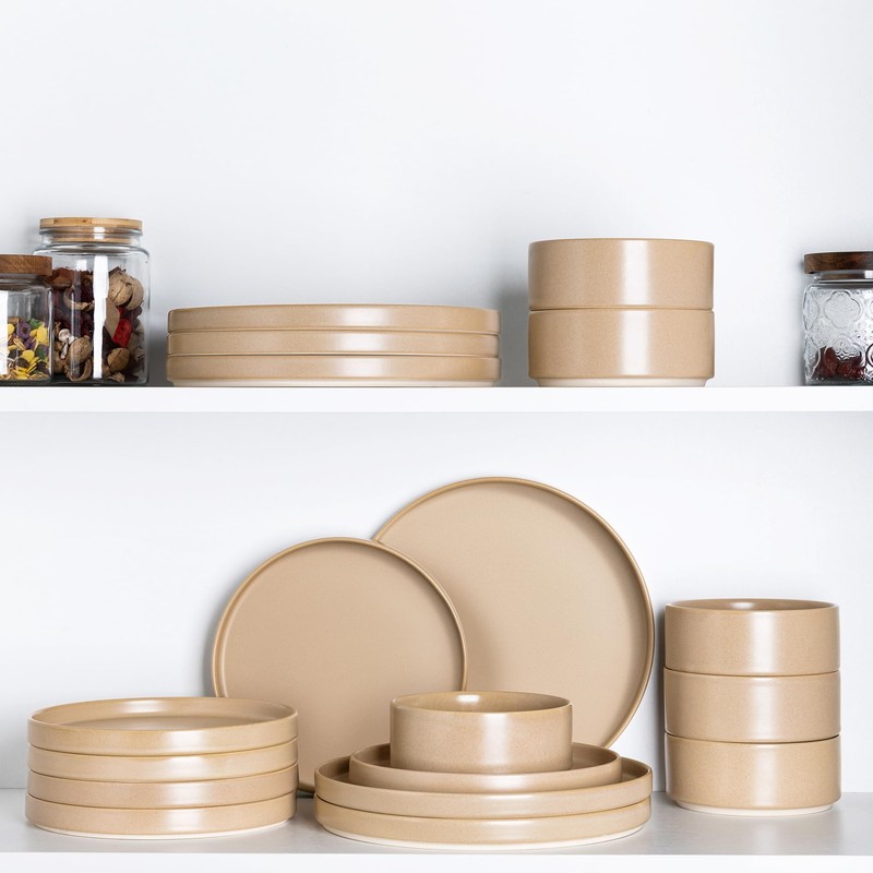 TheTerra Ceramic Dinnerware Sets for 6, 18 Pieces Handmade Reactive
