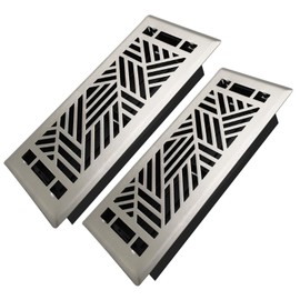 Howeall 4x10 Inches 2 Pack Heavy Duty Walkable Floor Register Easy Adjust Air Supply Lever Floor Vents - Brooklyn Design - Vent Cover for Home Floor - Satin Nickel
