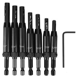 7Pcs Hinge Hole Opening Drill Black Professional Wood Carpenter Kit with 1Pc L shape Hex Wrench