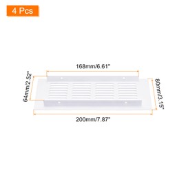 QUARKZMAN Air Vent Cover, Pack of 4, 200 x 80 mm, Aluminium Alloy Grille, Air Return Valve Cover, Rectangular Ventilation Grille for Shoe Cabinet, Wardrobe (White)