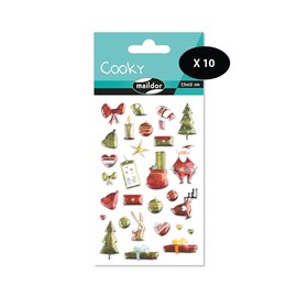 Maildor CY042Opack - 3D Cooky - 10 Sheets 12 x 8 cm - 280 Stickers - Traditional Christmas