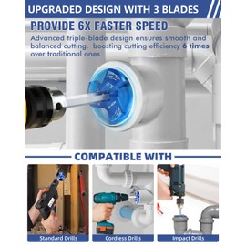 ERAYCO Triple Blade PVC Pipe Reamer, Plastic Pipe Fitting Reamer Tool for Plumbing, 3 Blades PVC Fitting Saver for SCH40, ABS, CPVC Pipe (3")