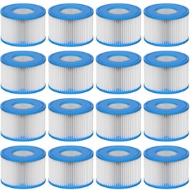 Slamate Slamate Type VI Hot Tub Filter Cartridge Comapatible with Lay-Z-Spa, Coleman SaluSpa 90352E, 58323E, 58323 Swimming Pool Pump, 16 Pack