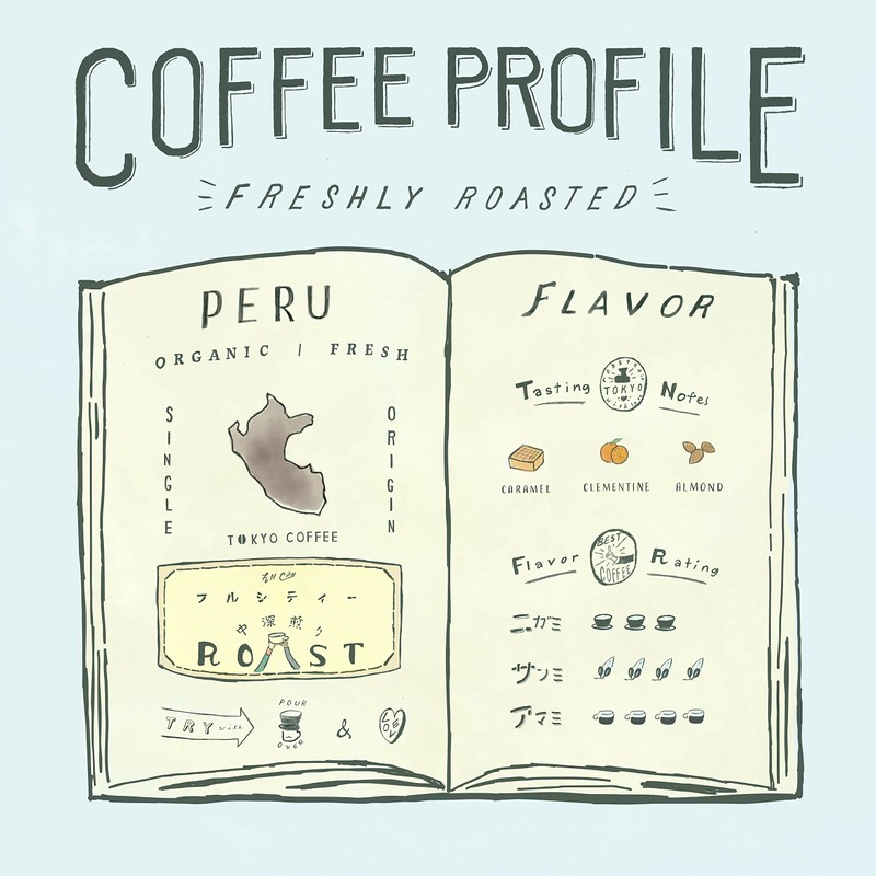 Gift Organic Coffee Beans, Medium Roast, Peru TOKYO COFFEE Peru