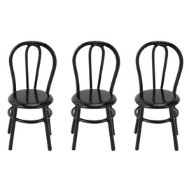 3PCS Miniature Chairs 1:12 Scale Dollhouse Back Chair Metal Furniture Model for Doll House Decoration Small Black