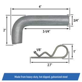 Floating Dock Hinge Connector Pin, 3-1/4" x 3/4" - Heavy-Duty Galvanized Steel (4 Pack)