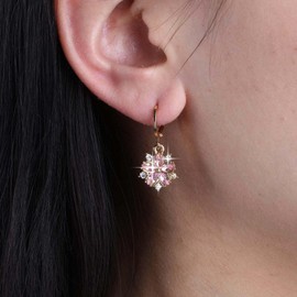 Yheakne Vintage Kristall Blume Baumeln Ohrringe Lila Strass Tropfen Gold Blume Huggie Hoop Cz Floral Ohrringe Schmuck Für Frauen