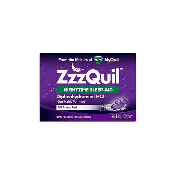 ZzzQuil Nighttime Sleep Aid Liquidcaps, 96 ct, Non-Habit Forming, Fall Asleep Fast and Wake Refreshed