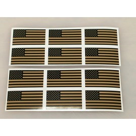 Unbranded/Generic 12x - Mini Desert Tan AMERICAN FLAG Vinyl Stickers Flag Decals Hard Hats Helmets