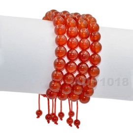 AD Beads Natural 8mm Gemstone Bracelets Healing Power Crystal Macrame Adjustable 7-9 Inch (Red Agate)