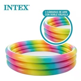 Intex Alberca Piscina Inflable Redonda Arcoiris 3 Aros Niños Intex