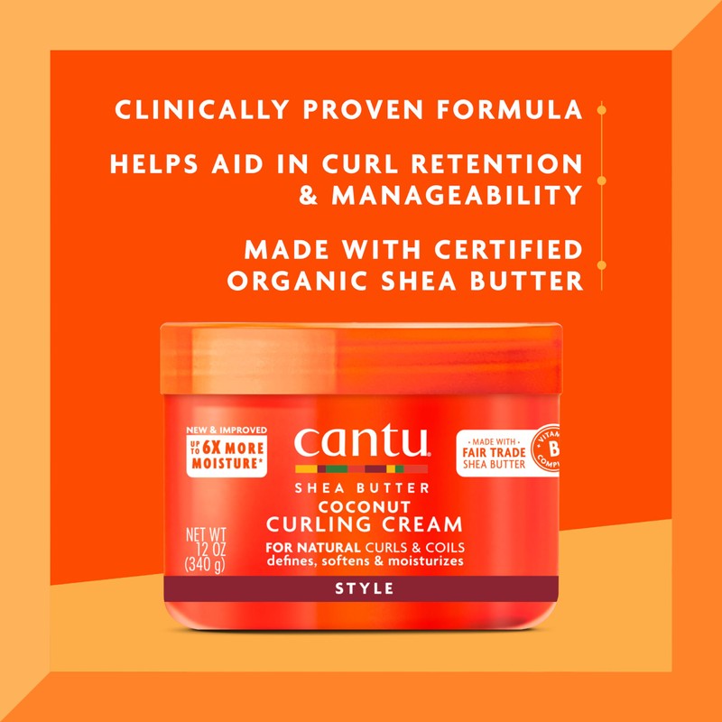 Cantu Coconut Curling Cream with Shea Butter for Natural Hair,