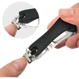 Black 2in1 Grip 360 Rotary Fingernails Toenails Nail Clippers for Men Women with File Cutter Cuticle Scissors Heavy Duty Stainless Steel Professional，Manicure Accessories Tool Nail Tools Easy to Carry