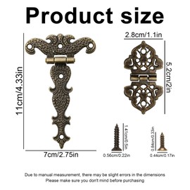 Pack of 12 Antique Retro T Hinges, Foldable Vintage Zinc Alloy Gate Hinges for Wooden Box, Bookshelf, Furniture, with Mounting Screws