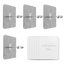 Modixun 4Pcs 304 Stainless Steel Adhesive Screws, No Drilling Adhesive Wall Mount Screw Hooks, Adhesive Hanging Nails, Seamless Nail Free Screws, 1.8cm/0.71in