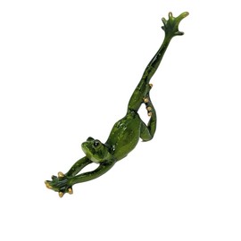 JRose Collections Yoga Frog Figurine - Decorative Resin Frog Statue - Stretching Pose Ornament for Home Garden Office - Animal Lover Gift - Green & Gold