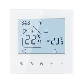 Digital Thermostat Room Thermostat, LED Display Touchscreen Thermostat Controller, Weekly Programmable Temperature Controller for Water Underfloor Heating (White - Water Underfloor Heating 3A)