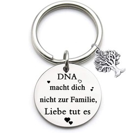 Tecreo Step-parent Keyring Gifts DNA Makes You Not Family Love Does Keyring Stepmother Gift, Stepdad Gift, Adoption Keyring, silver